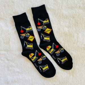 Men’s Foozys Novelty Socks Construction Vehicles Bulldozer Crane Size 6-12